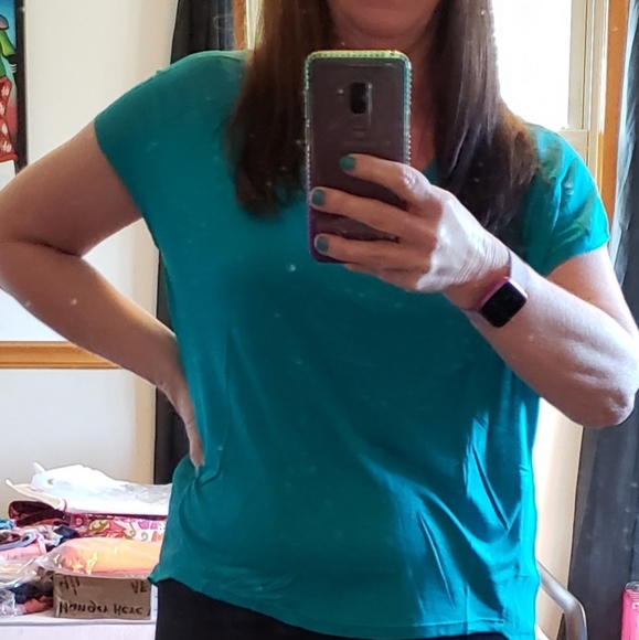 Teal sheer back top. - Picture 4 of 4